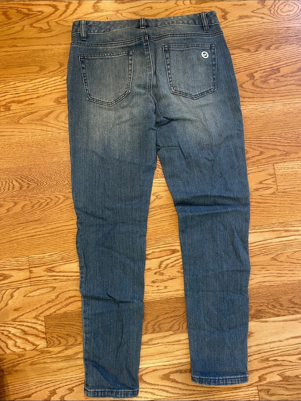 Michael Kors Women's Skinny Jeans in Medium Blue Wash with Gold Zippers